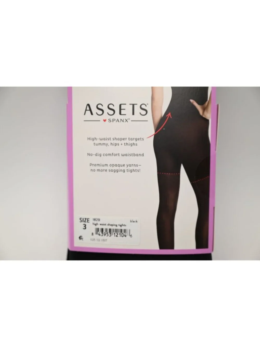 NIP Assets by Spanx High Waist Shaping Tights Sz 3 Black Opaque Tummy Control